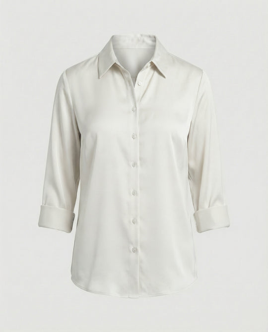 Damen elegante Baumwollbluse mit Stehkragen