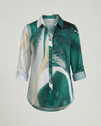 Leinenoptik Bluse Damen Floral