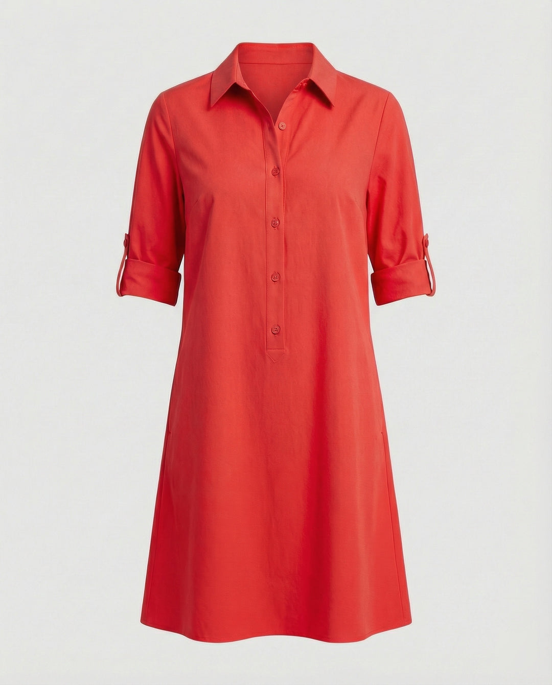 Damen Hemdblusenkleid Baumwolle Freizeit
