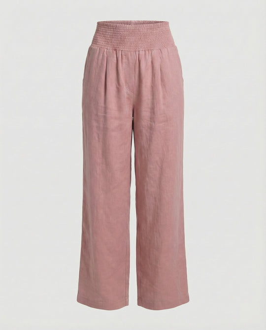 Damen Luftige Leinenhose mit elastischem Bund und Weitschnitt R&B