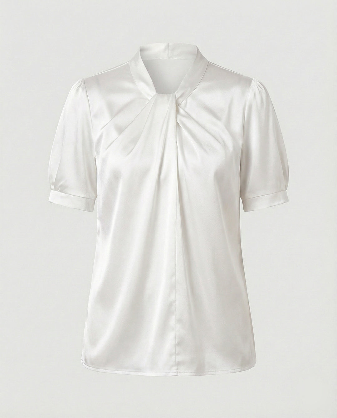 Satin Blusentop Damen mit Krawattenkragen