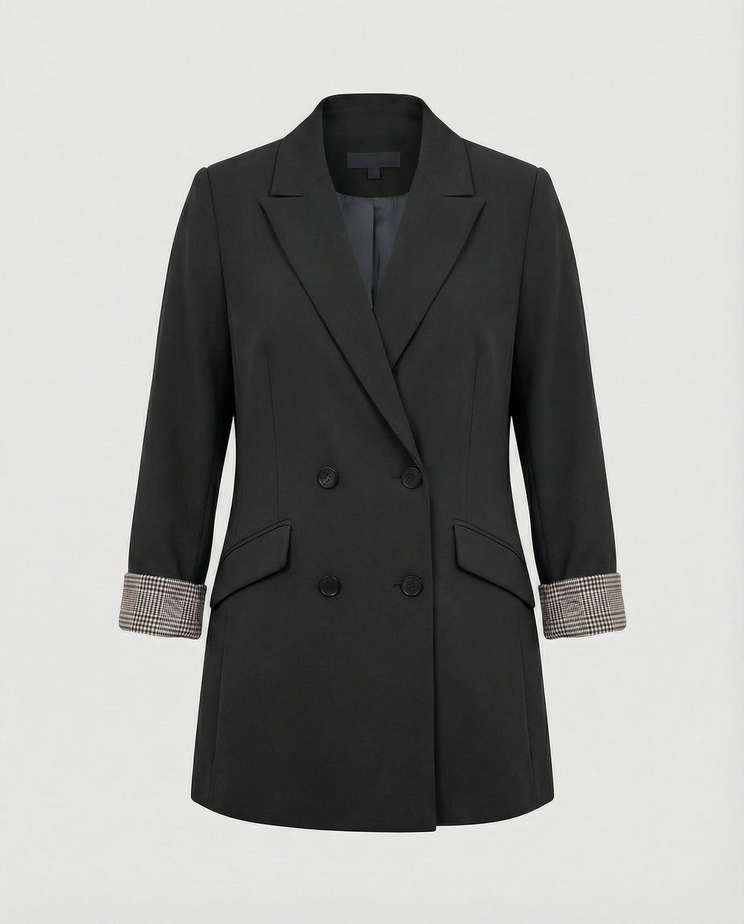 Damen Doppelreihiger Blazer mit kontrastierenden Ärmelaufschlägen R&B