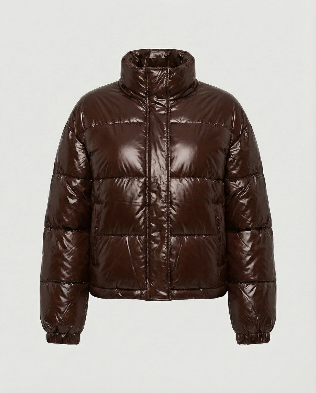Kurze Steppjacke Damen mit glänzender Oberfläche