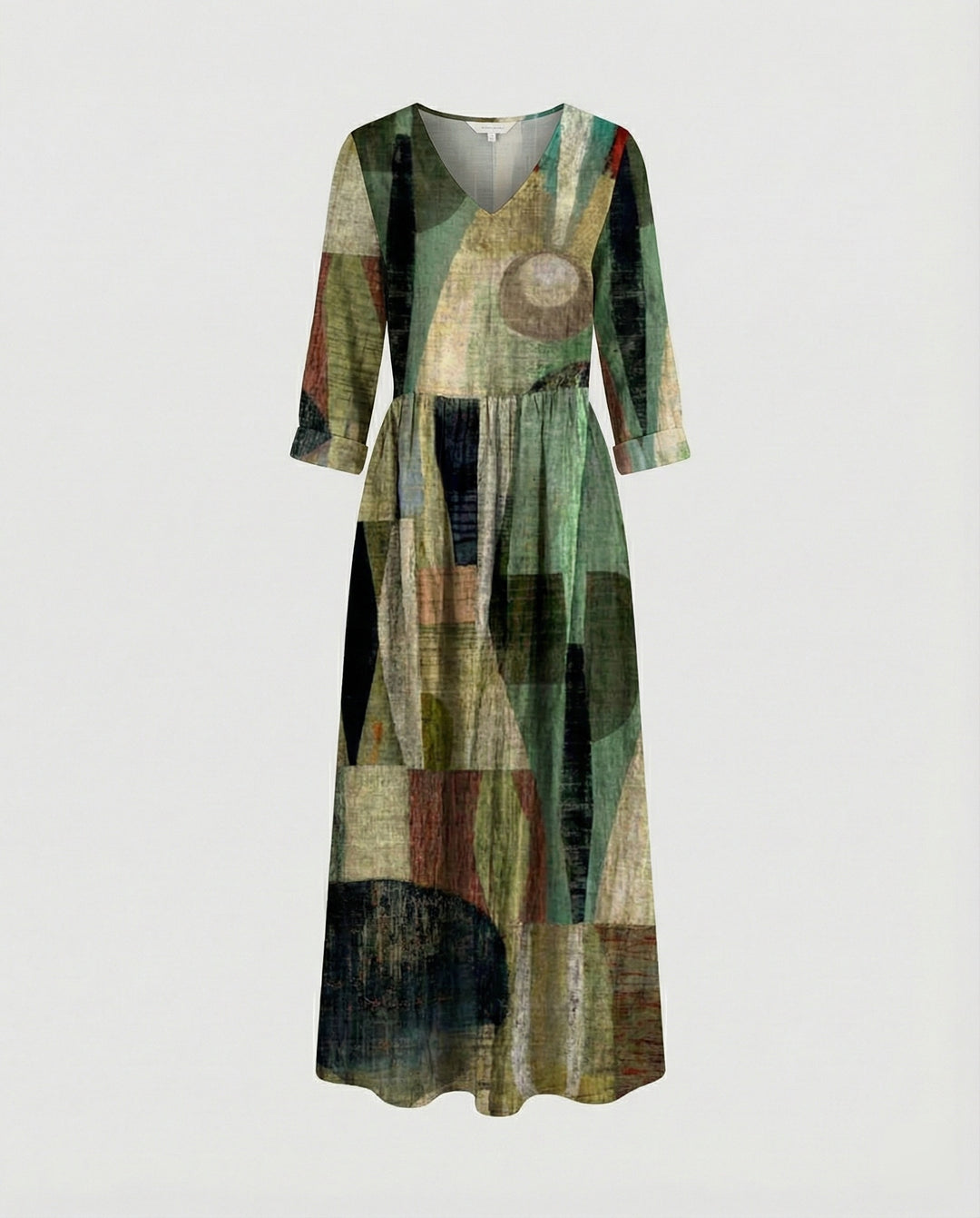 Damen Boho Maxikleid Sommer Leinenoptik