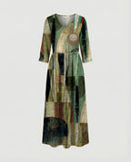 Damen Boho Maxikleid Sommer Leinenoptik
