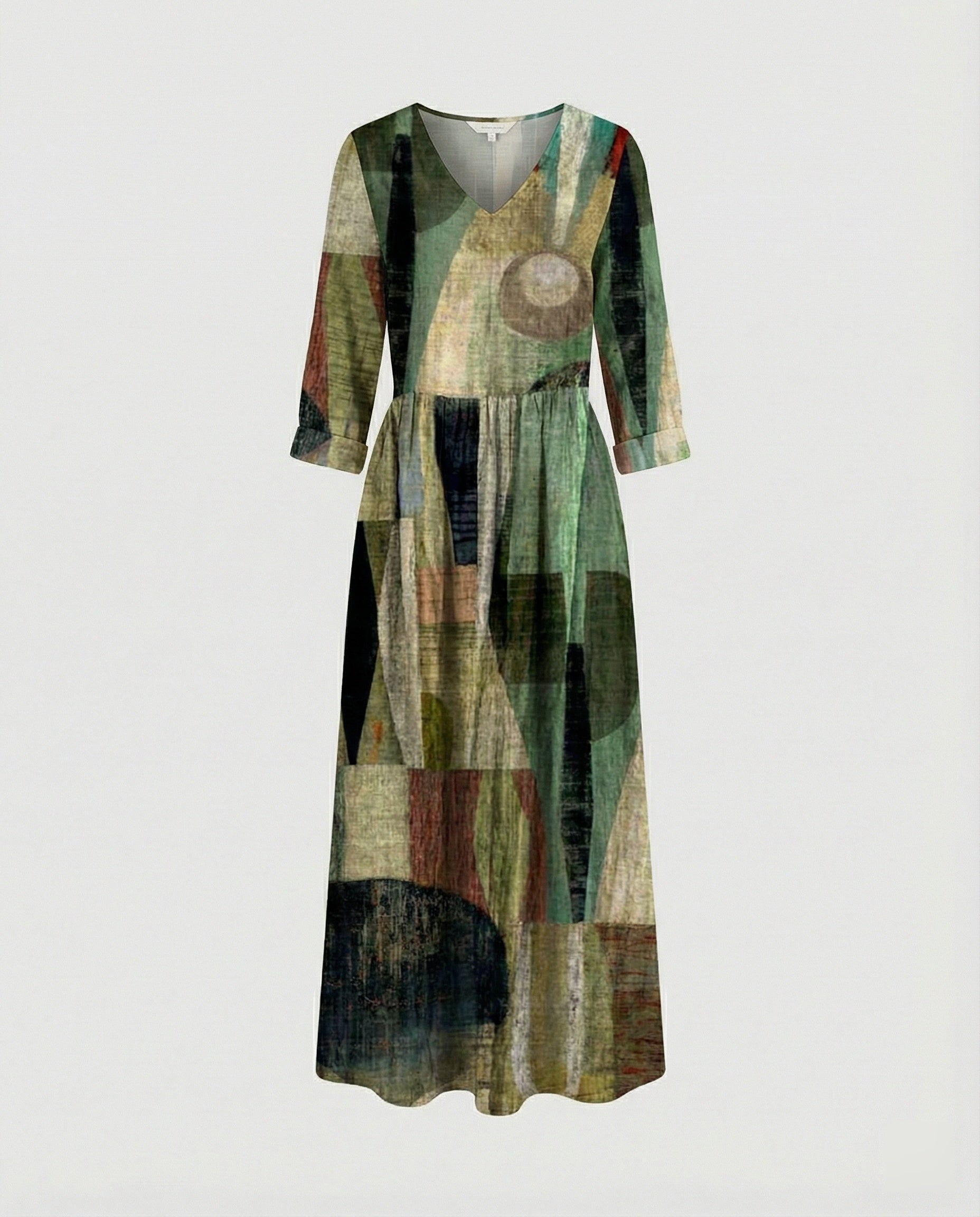 Damen Boho Maxikleid Sommer Leinenoptik