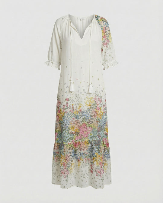 Boho Maxikleid Damen Kordelzug