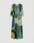 Damen Boho Maxikleid Sommer Leinenoptik