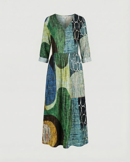 Damen Boho Maxikleid Sommer Leinenoptik