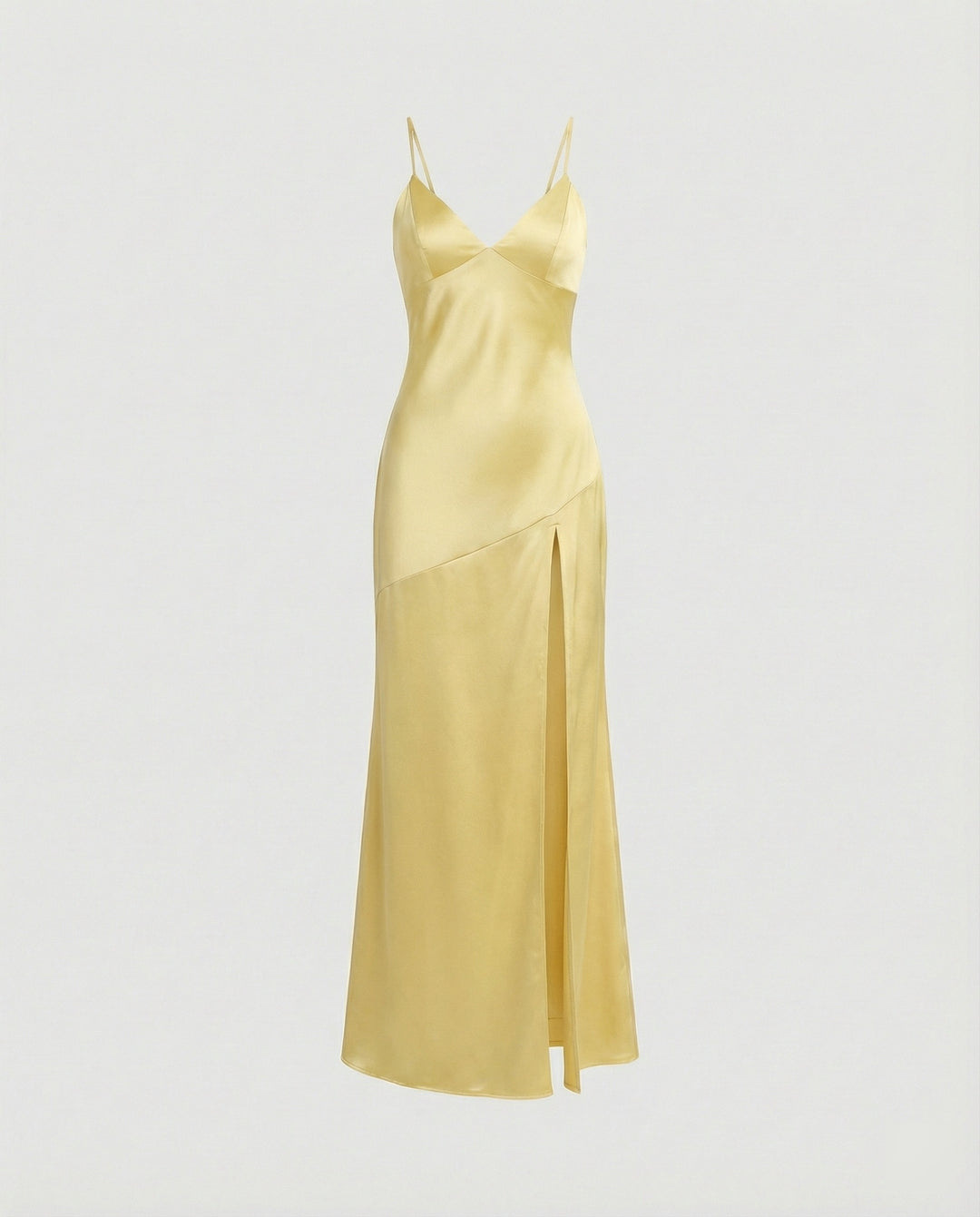 Damen Abendkleid Satin mit Schlitz