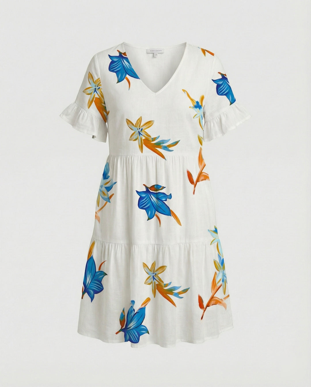 Damen Sommerkleid Midikleid Volant
