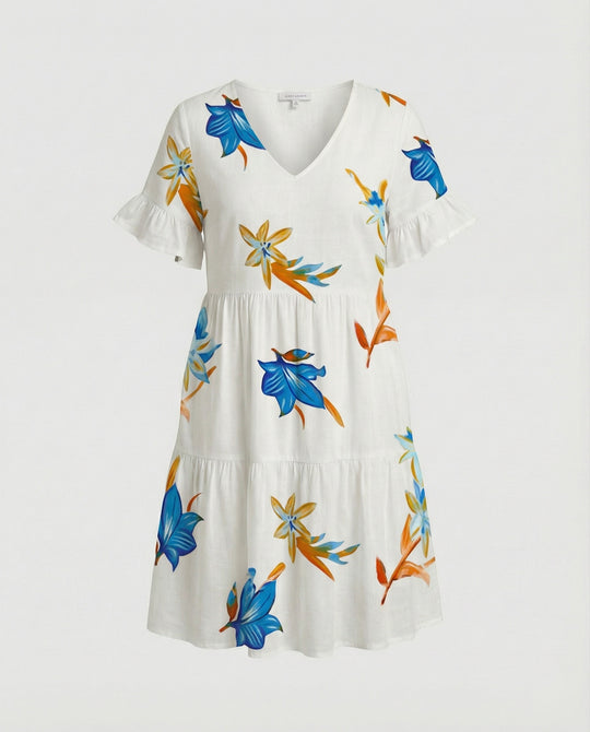 Damen Sommerkleid Midikleid Volant