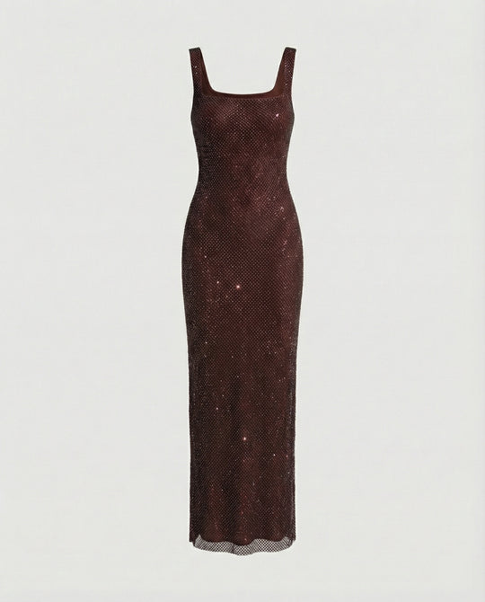 Damen funkelndes Abendkleid aus Netzstoff