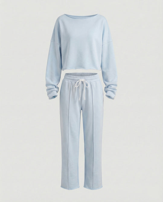 Damen Casual Sweatshirt und weit geschnittene Hose Set R&B