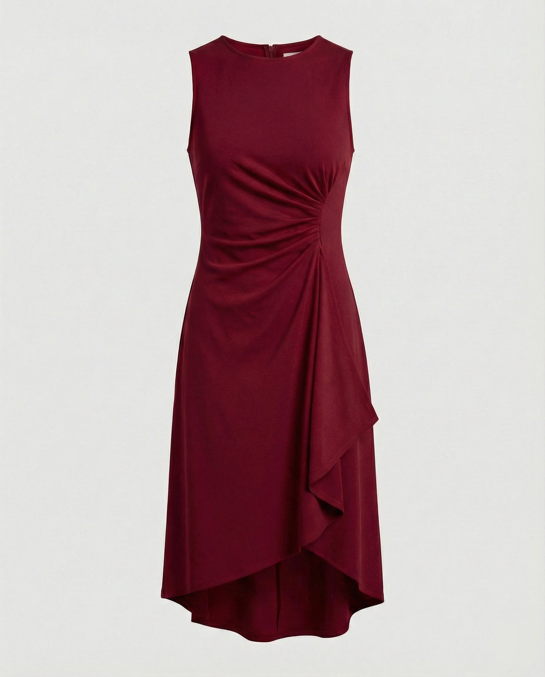 Damen ärmelloses Wickelkleid mit asymmetrischem Saum und Raffungen R&B