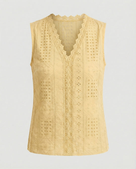 Damen Baumwolltop mit Lochstickerei R&B