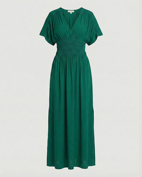 Damen Maxikleid Sommer V-Ausschnitt Schlitz
