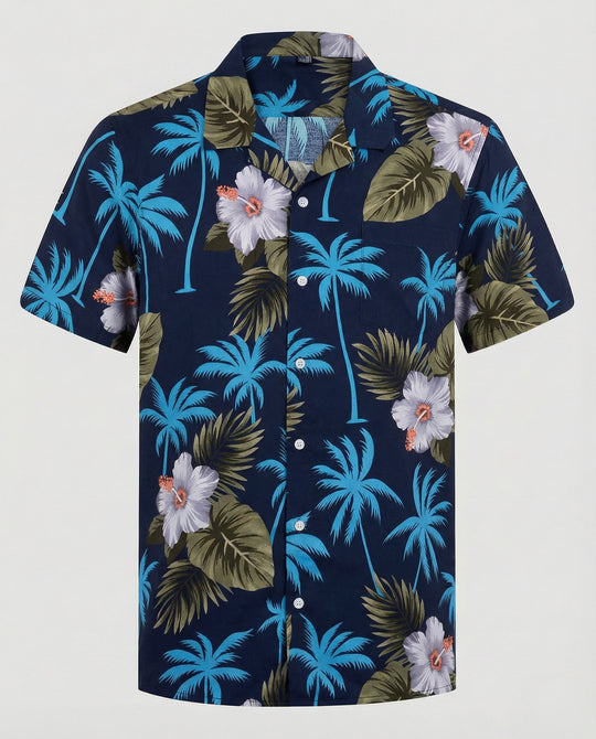 Kurzarm Hawaiihemd Herren Palmenprint