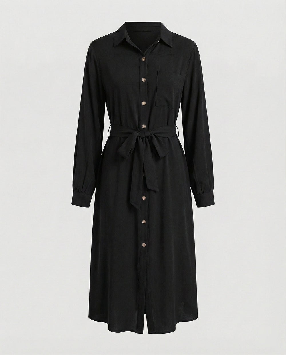 Freizeitkleid Damen Hemdblusenkleid mit Taillengürtel