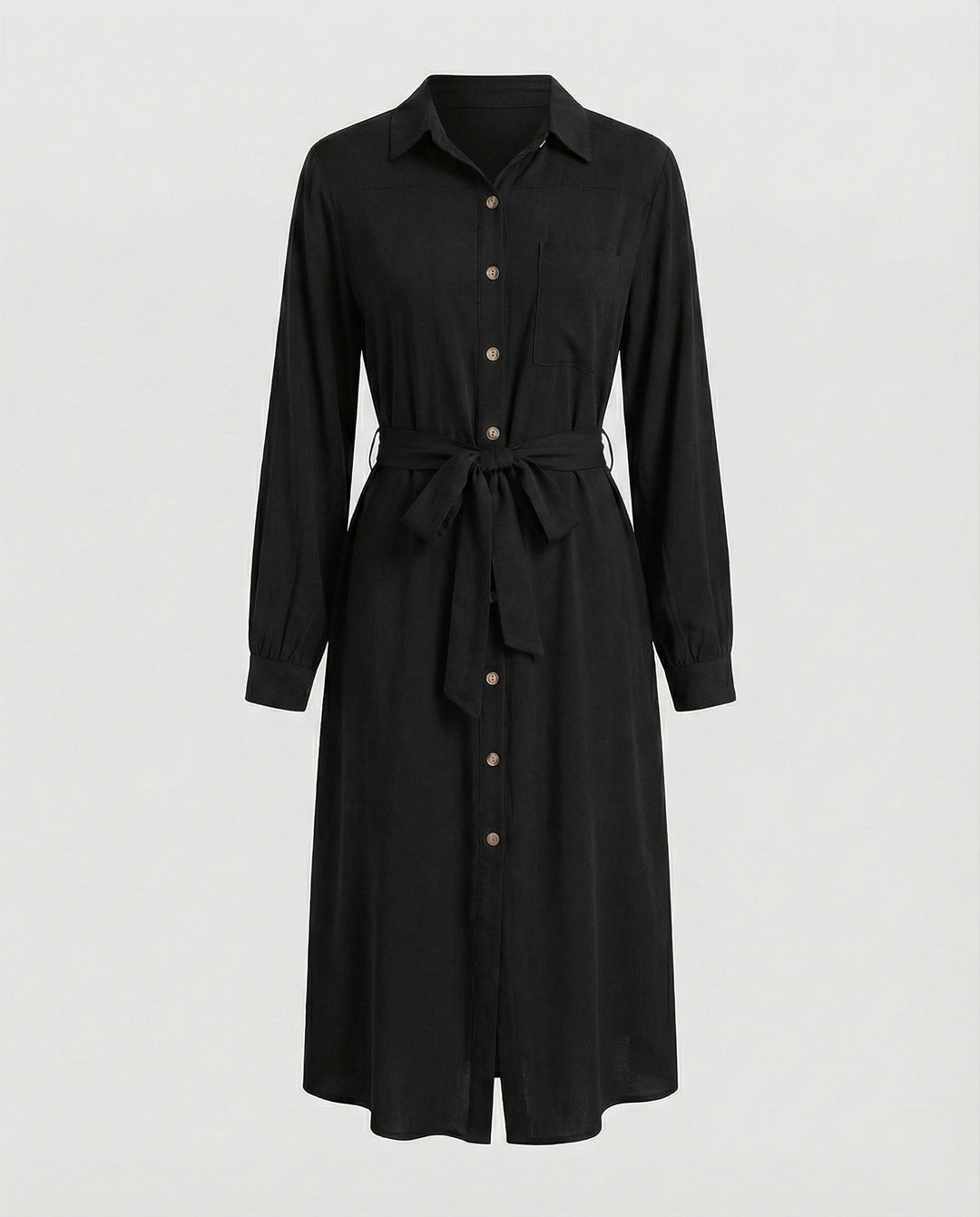 Freizeitkleid Damen Hemdblusenkleid mit Taillengürtel