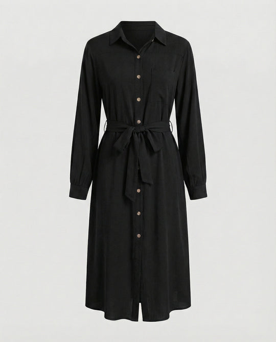 Freizeitkleid Damen Hemdblusenkleid mit Taillengürtel