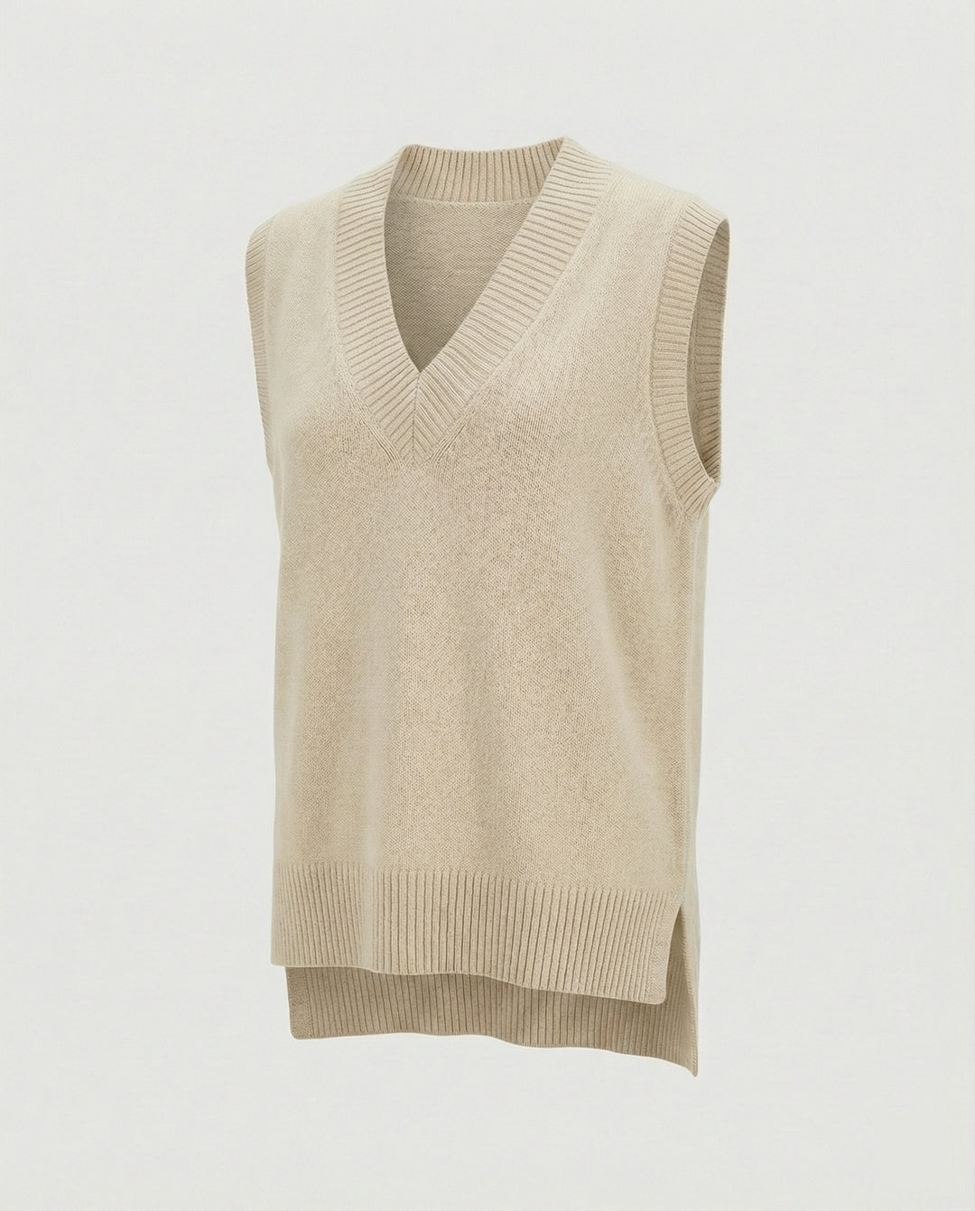 Damen Strickweste mit V-Ausschnitt und Rippstruktur R&B