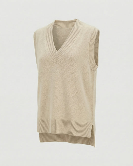Damen Strickweste mit V-Ausschnitt und Rippstruktur R&B