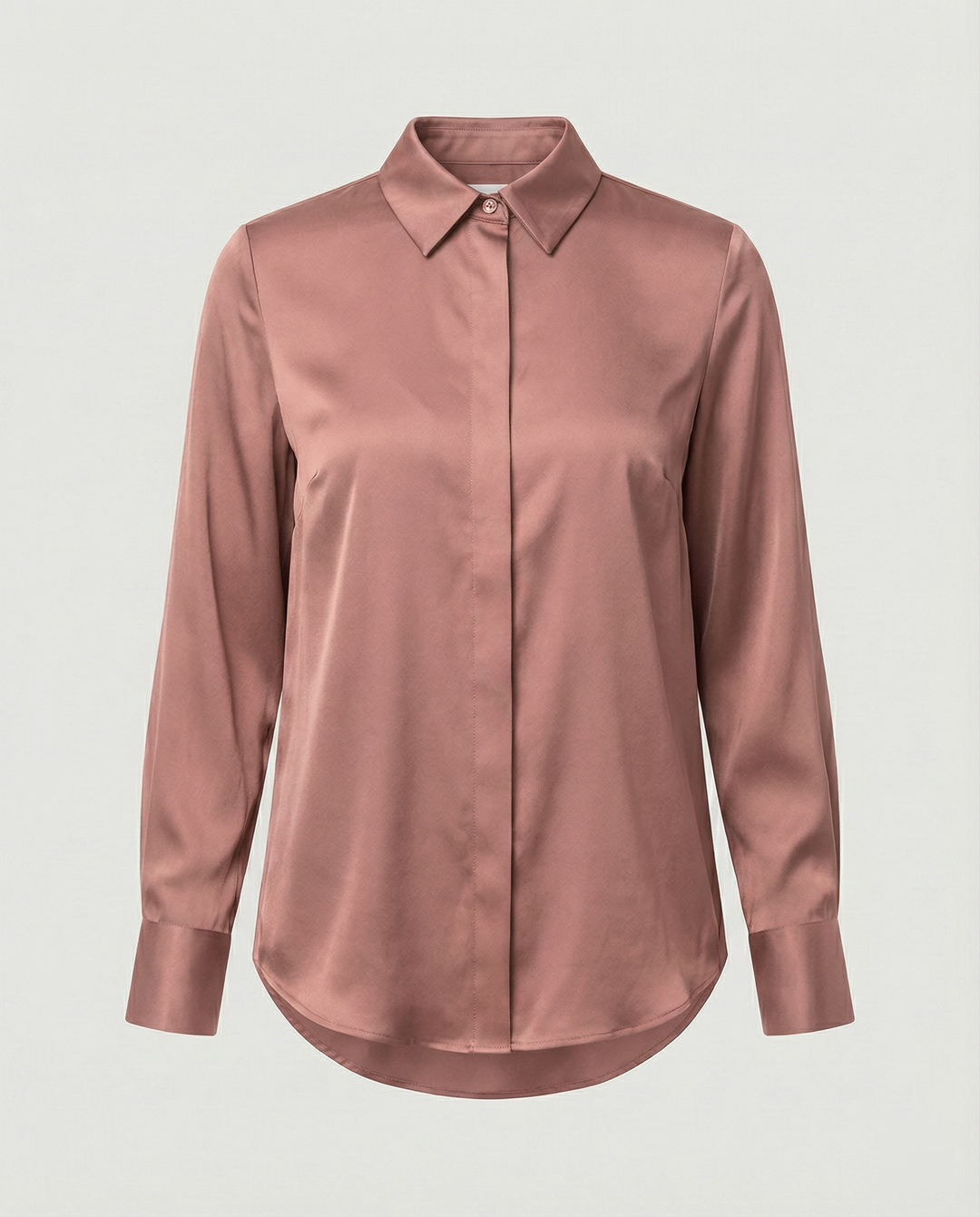 Damen elegante Satinbluse mit klassischem Kragen und zeitlosem Schnitt R&B