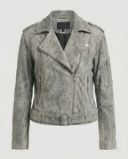 Damen Lederjacke Wildlederoptik kurz