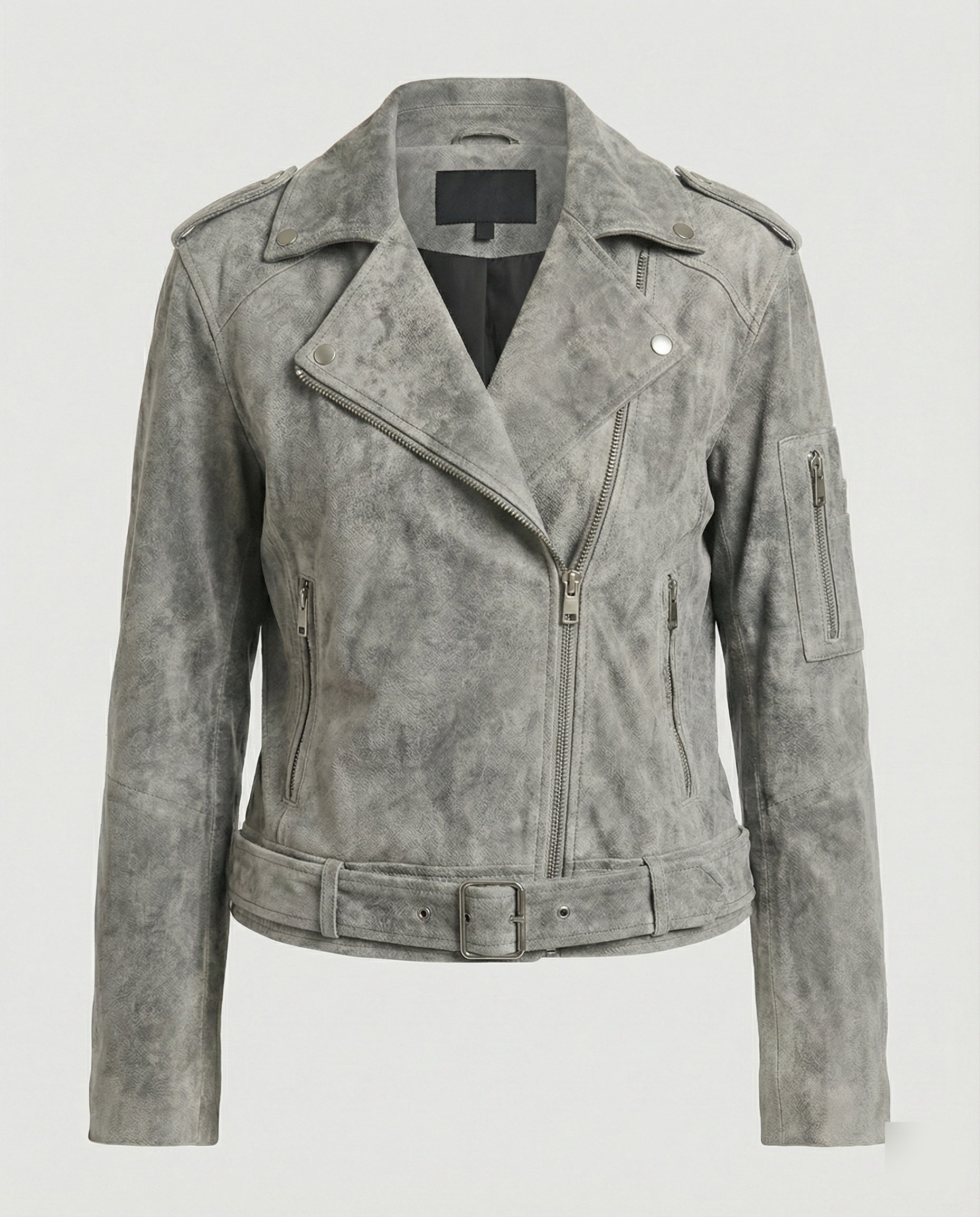 Damen Lederjacke Wildlederoptik kurz