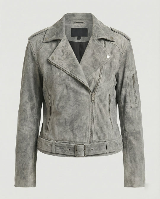 Damen Lederjacke Wildlederoptik kurz