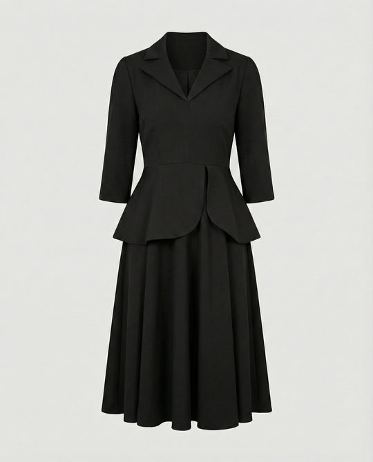 Damen Midikleid elegant mit Schößchen