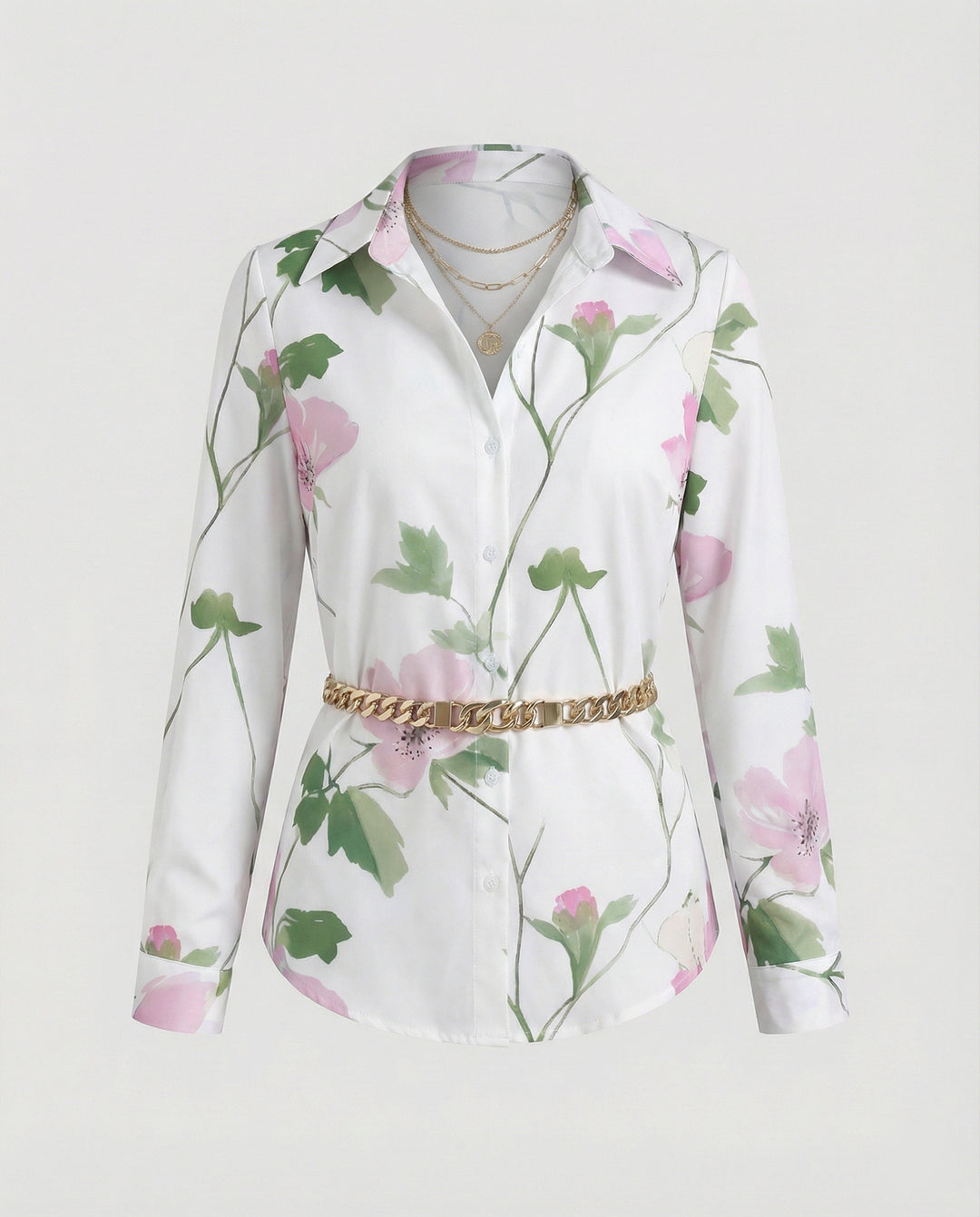 Hemdbluse Seidenoptik Damen Floral