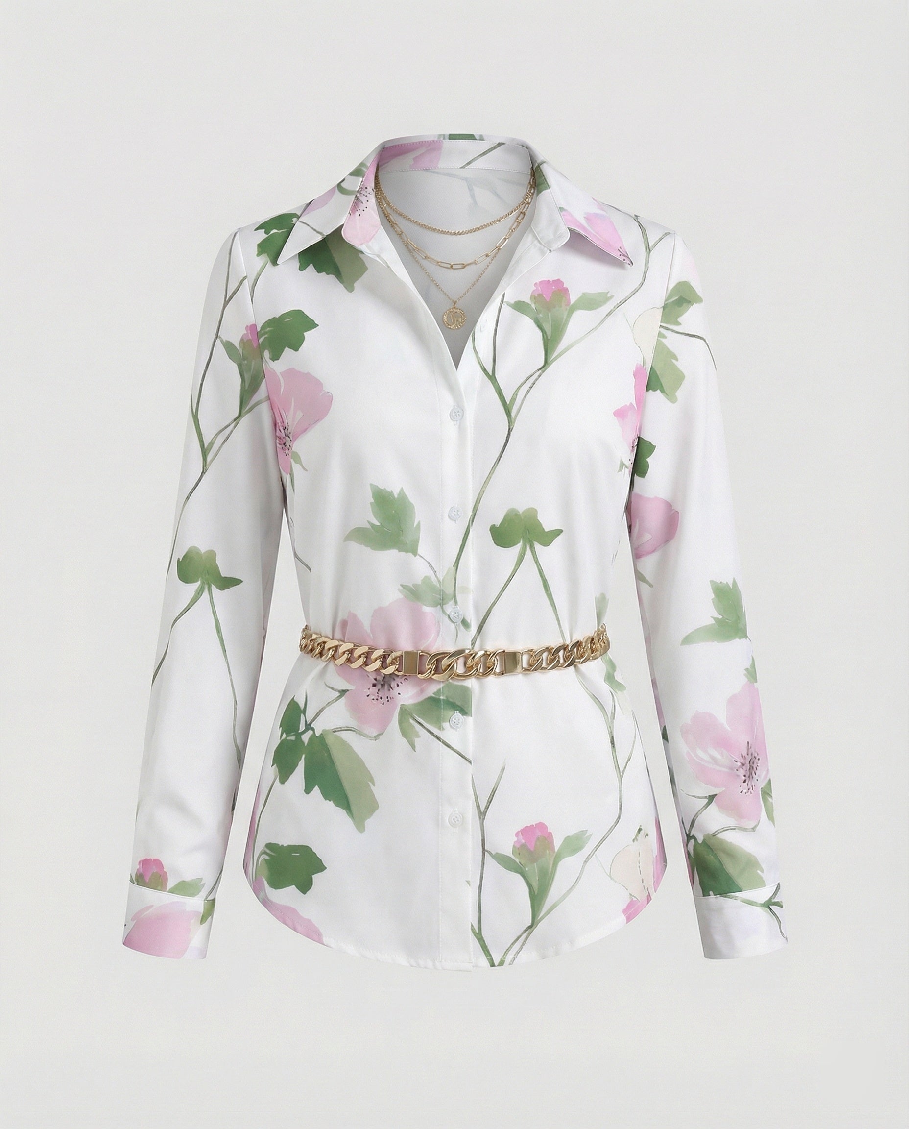 Hemdbluse Seidenoptik Damen Floral