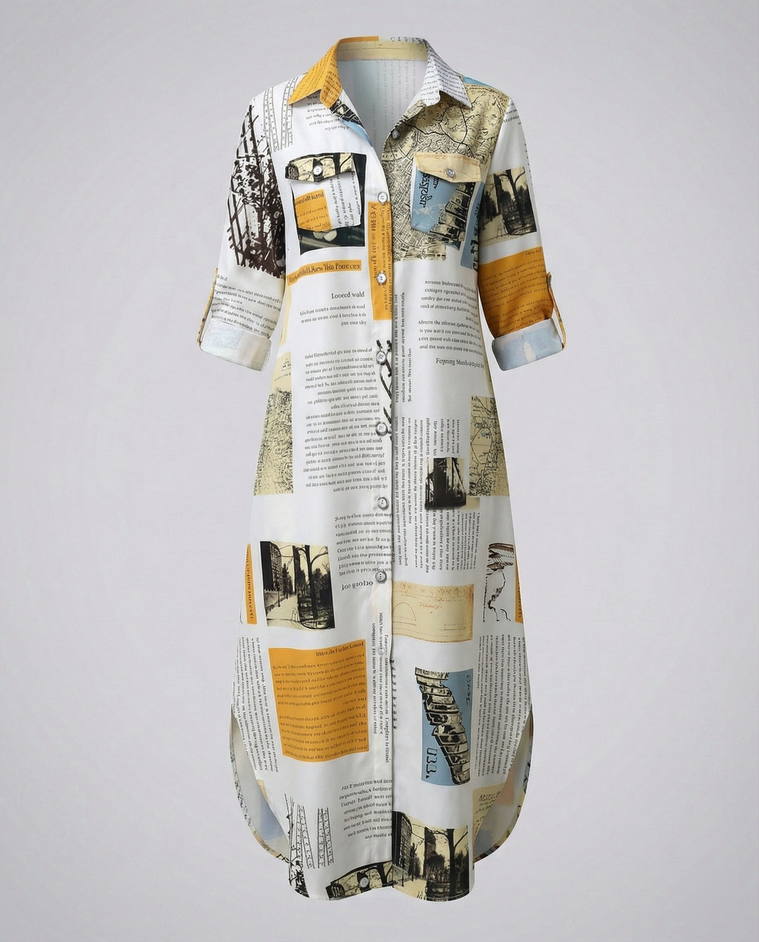 Freizeitkleid Damen Hemdblusenkleid Schlitz