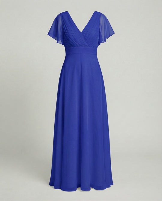 Damen Maxikleid Chiffon elegant plissiert