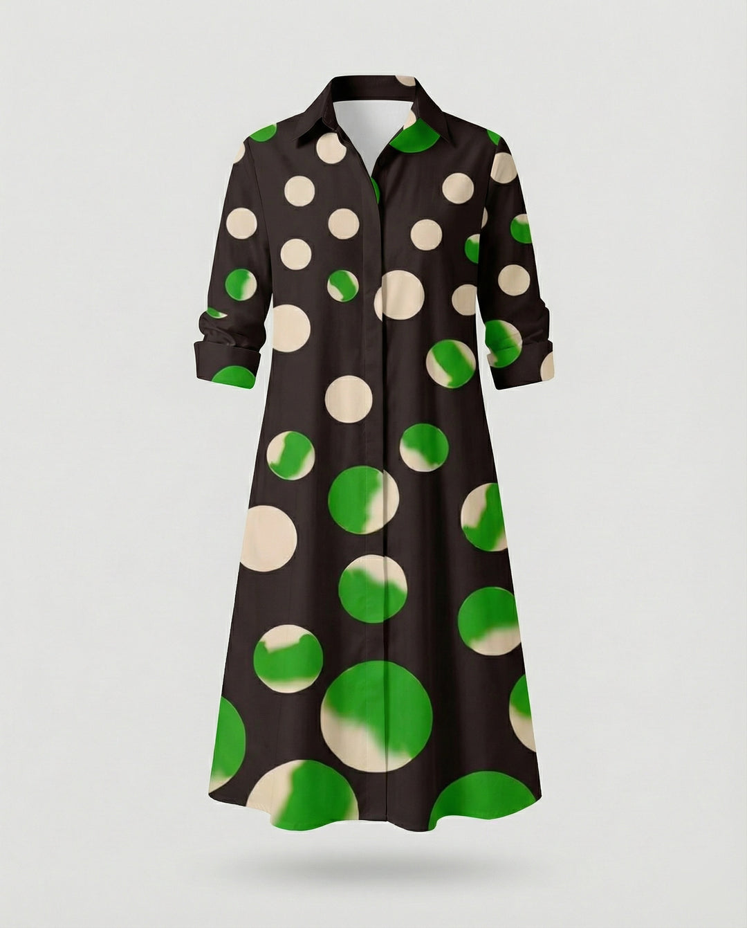 Damen Hemdblusenkleid Baumwolle Freizeit