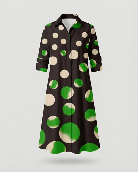 Damen Hemdblusenkleid Baumwolle Freizeit