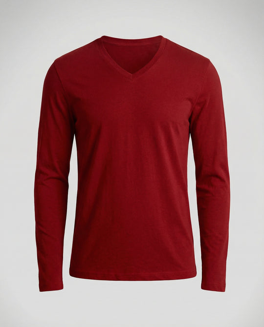 Herren lässiges V-Ausschnitt Langarmshirt R&B