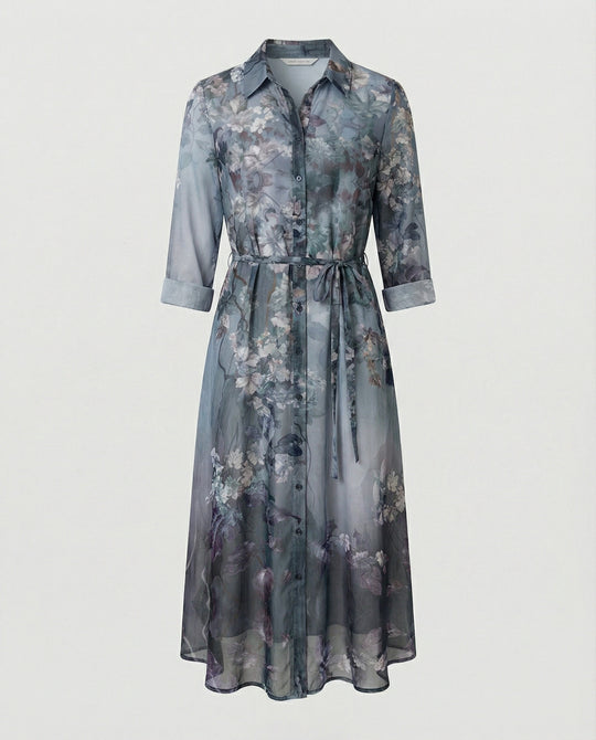Maxikleid Damen Floral Leinenmix