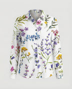 Leichte Hemdbluse Damen Aquarell Blumen