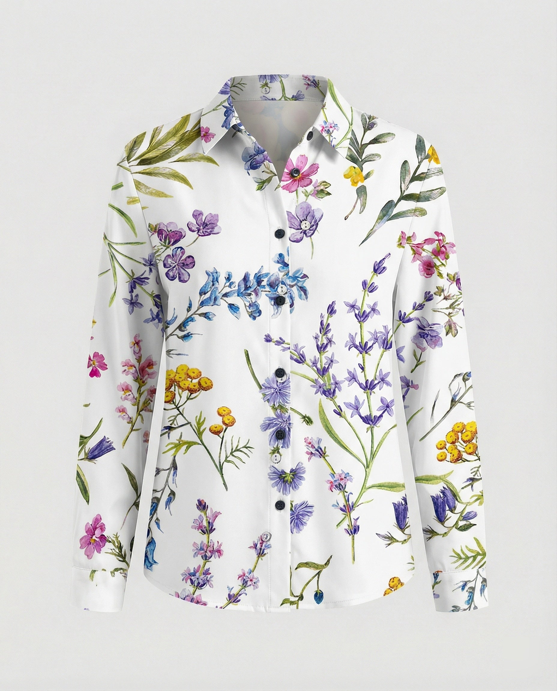 Leichte Hemdbluse Damen Aquarell Blumen