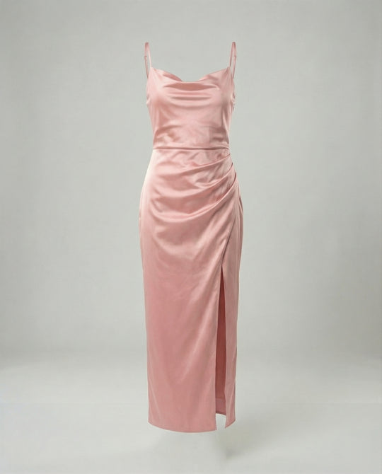 Satin Abendkleid Mit Wasserfallausschnitt Damen