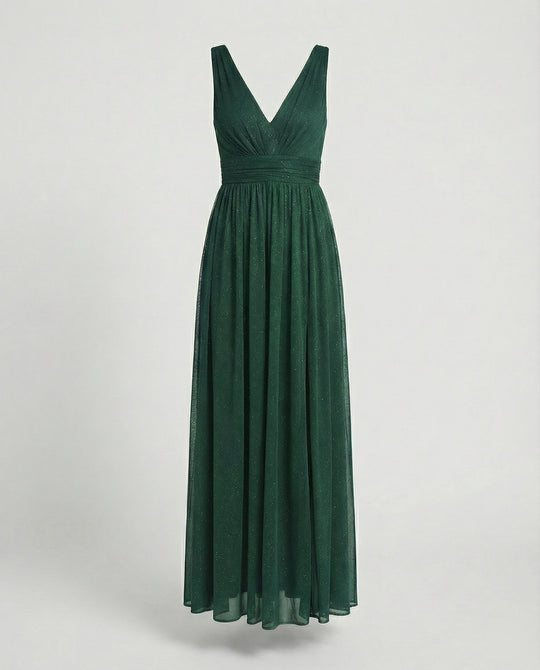 Abendkleid lang fließend mit V-Ausschnitt