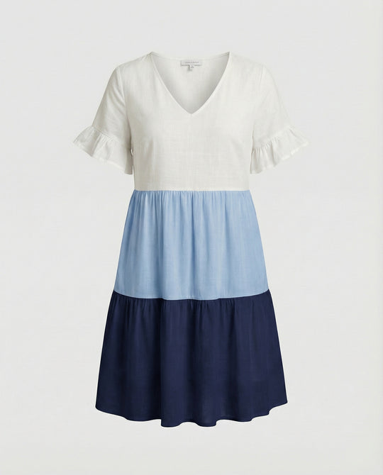 Damen Sommerkleid Midikleid Volant