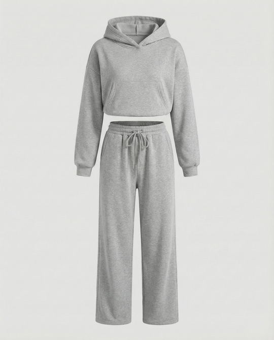 Damen Sweat-Set mit lässigem Schnitt und hohem Kragen R&B