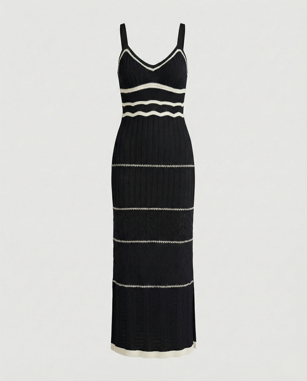Damen Häkel Maxikleid mit Schlitz