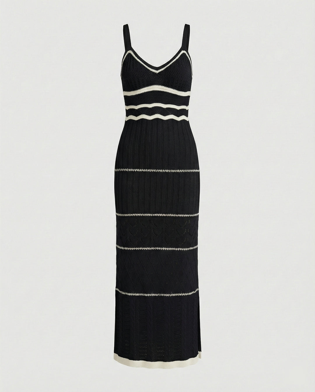 Damen Häkel Maxikleid mit Schlitz