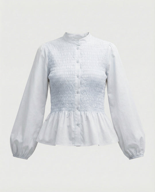 Bluse Damen Peplum Ballonärmel