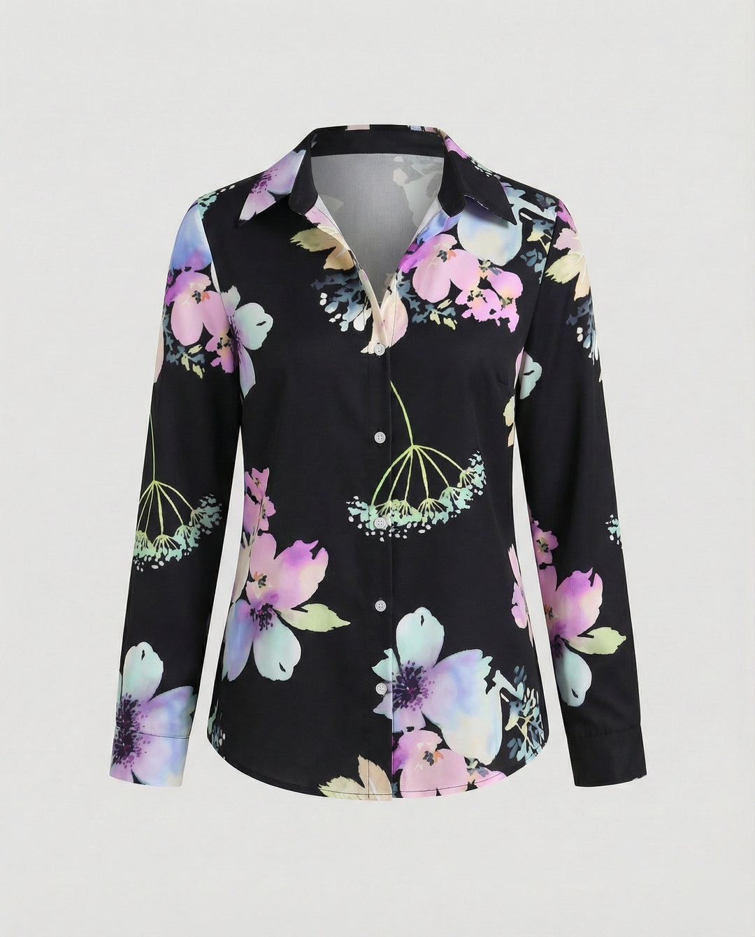 Hemdbluse Seidenoptik Damen Floral